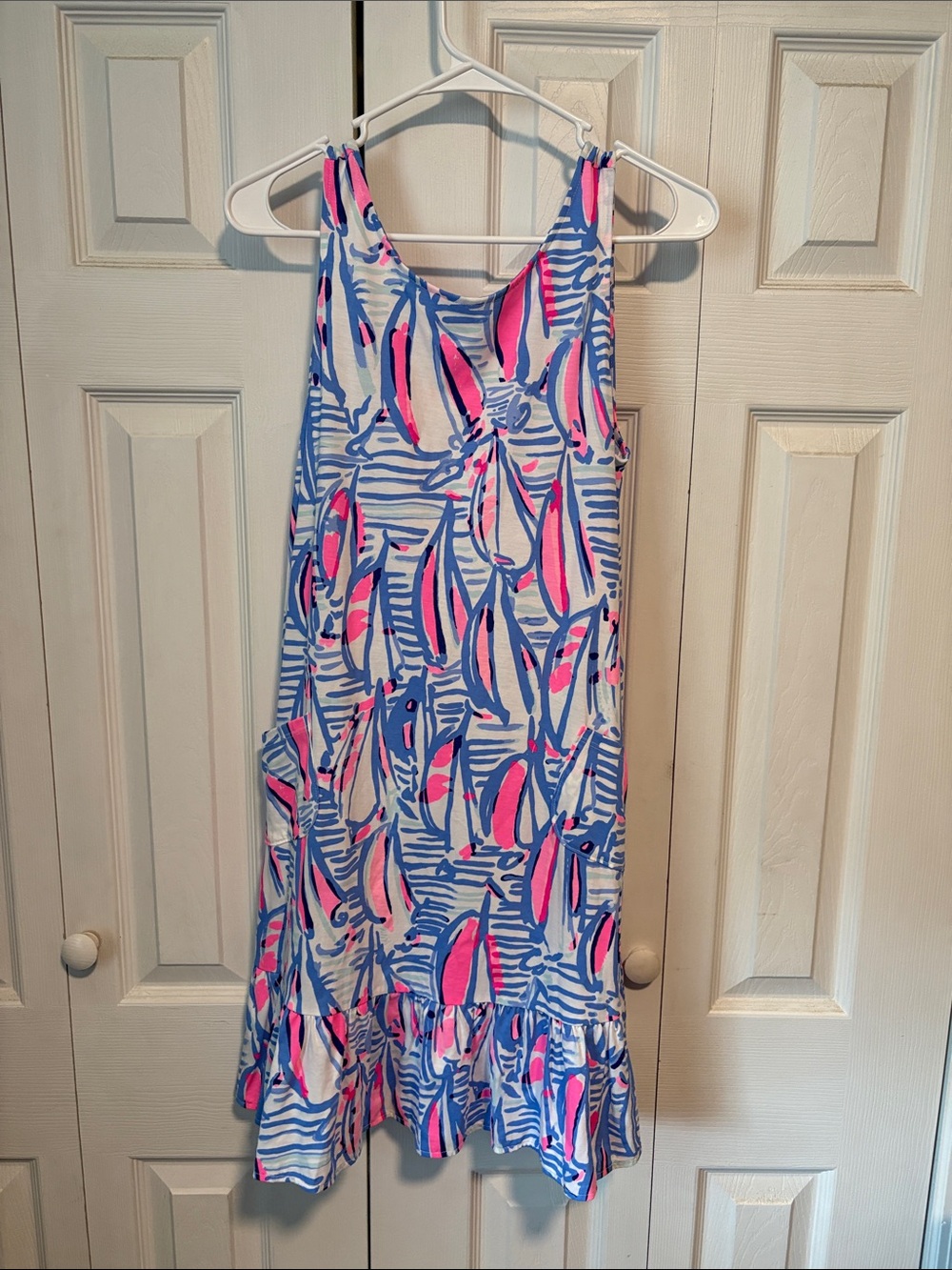 Lilly Pulitzer NWOT Kristen Flounce Dress In Amalfi Blue Best Fishes Size Small